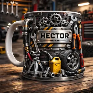 Personalized Mechanic Faux 3D Effect Mug – Tools Garage Coffee Cup, Custom Name Car Lover Gift