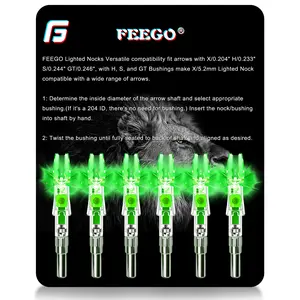 FEEGO 12-Pack Strobe Lighted Nocks Universal Fit for Arrows with ID .204/.233/.244/.246 ON/Off Switch for Archery Hunting Bow Equipment bow and arrow set Outdoor Stainless Steel Rod