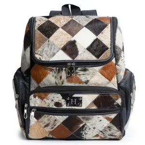 Cowhide Backpack Ideal Leather Backpack with Laptop Compartment – Genuine Cowhide Leather, Unique Travel Backpack, Laptop Backpack, College Backpack, Western Diaper Bag Backpack Women, Designer Backpack, Women's Black Backpack, Men's Backpack