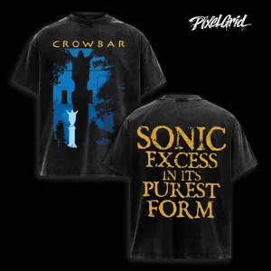 Crowbar Sonic Excess Streetwear Heavy Cotton Top, Sludge Heavy Metal Band Merch, Oversized Graphic Tee Men, Vintage Washed Heavyweight Short Sleeve Top, Graphic Tee Unisex Heavyweight, Music Lover Shirt Y2k Fashion
