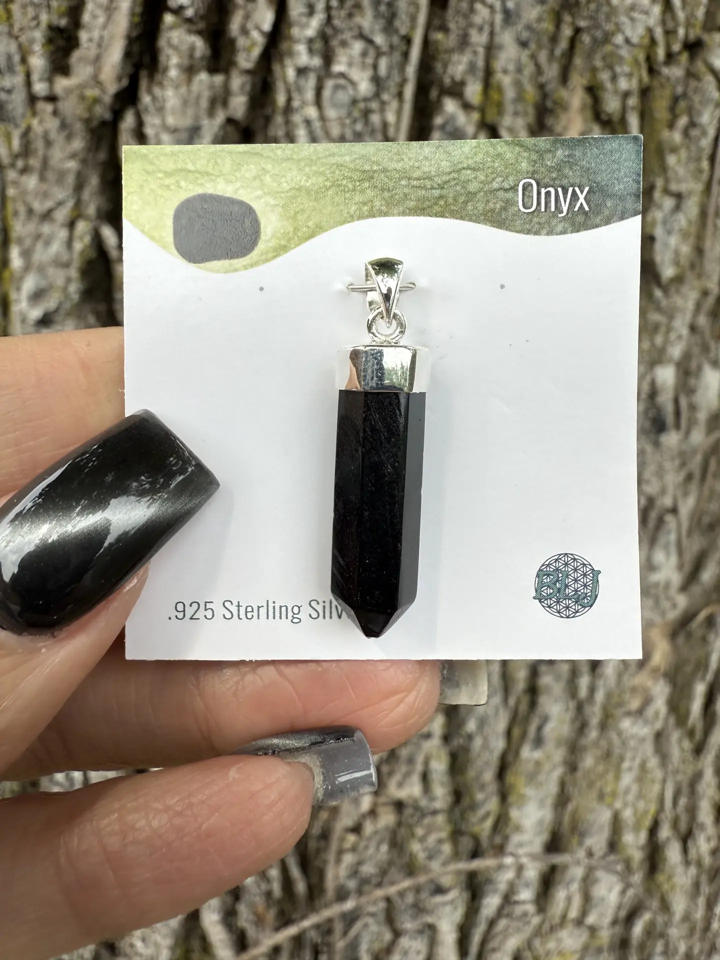 Black Onyx Pencil Pendant Necklace - Semiprecious Stone Jewelry Accessory, Empowerment, Grounding, Protection, Strength, Powerful Charm Necklace, Protection Necklace, Strength Necklace