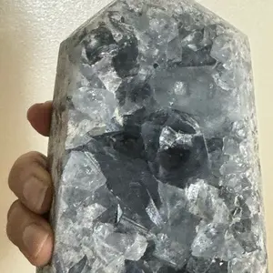 Celestial Sanctuary Tower 4.86 lb Celestite Temple Piece Deep Druzy Cave Sleep Peace Anchor Madagascar Polished Natural Crystal Cavity Calm Bedroom Energy Statement Decor crystals