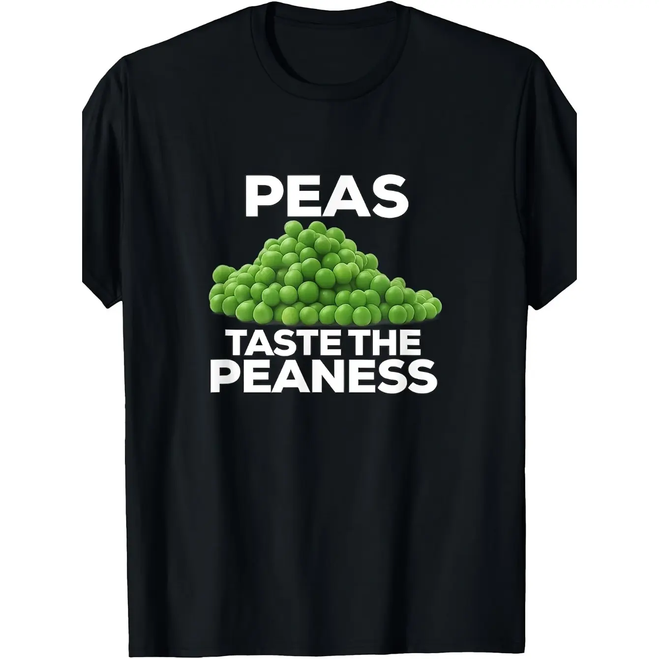Graphic T-Shirt with Pea Pun Humor Print, Unisex Short Sleeve Round Neck Casual Wear Tops, Soft Breathable All Seasons Fabric, Humorous Text, Crew Neck, Soft Fabric, Fitted Cut, Classic, Garment, Customized, Shortsleeve, Clothes, Menswear, Graphic Print