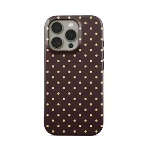 JIACC Polka dots Brown Pink Blue Black Phone Case for iPhone 17 ProMax Plus Air 16 15 14 13 12 11 X XR & SamsungS25 S24 S23 S22 Ultra, Aesthetic Protective Cover Tough Phone Case Unique gift options