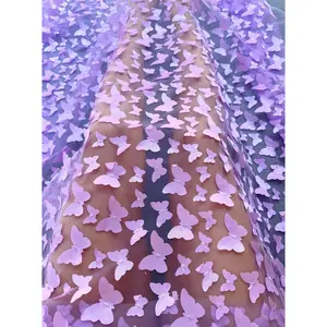 3D Lavender Butterfly Lace