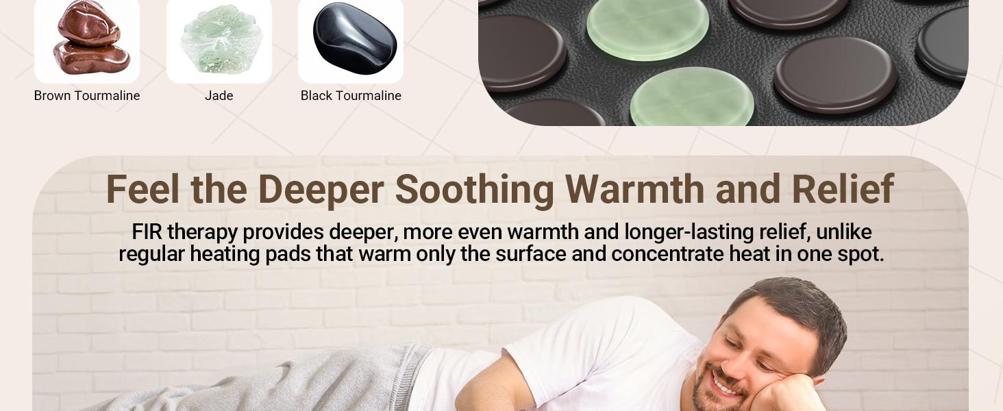 Comfytemp Extra-large Far-infrared Heating Pad 17x33 inches XXL with Natural Gemstones 6 Temperature 8 Timer Settings Ideal for Muscle Aches Gift for Men Women