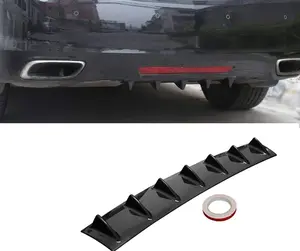 7 Shark Fin Rear Lip Diffuser Spoiler – Universal Gloss Black Rear Bumper Splitter for Sedan SUV Pickup Truck