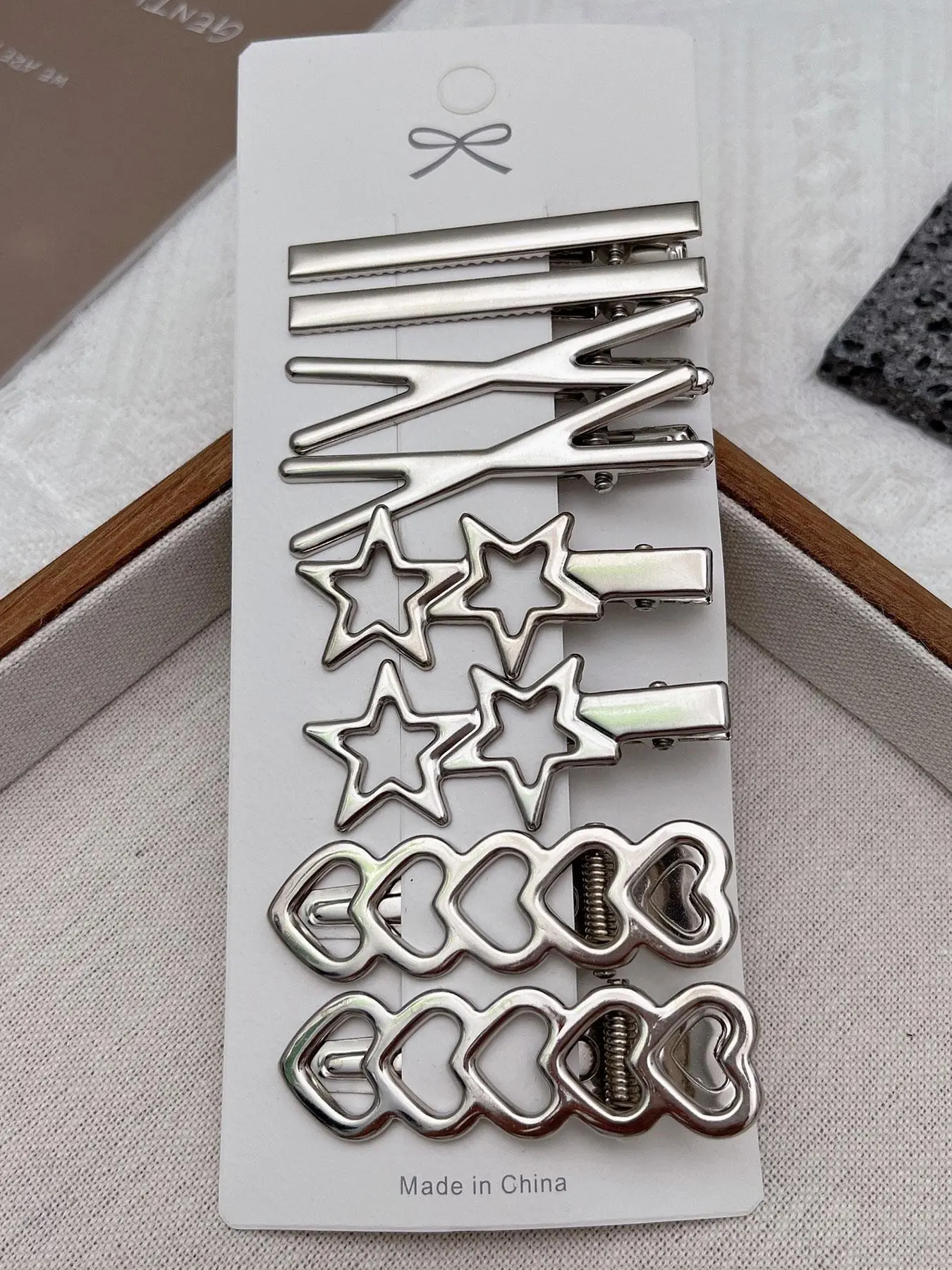 Star & Heart Design Hair Clips, Alligator Hair Clips, Hair Clip Set, Casual and Elegant Fashion Hair Accessories for Women, Simple Style Plain Color Hair Clips Metal for Daily Wear