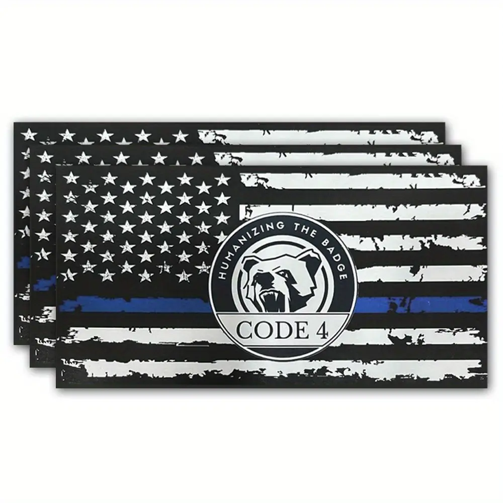 3PC,Thin Blue Line Sticker Code 4, American Flag Thin Blue Line Decal, Lives Matter Flag Sticker, Back The Blue Bumper Vinyl Decal, Support Police Sticker for Cars, Trucks & Windows (1pc) line code line skull decal