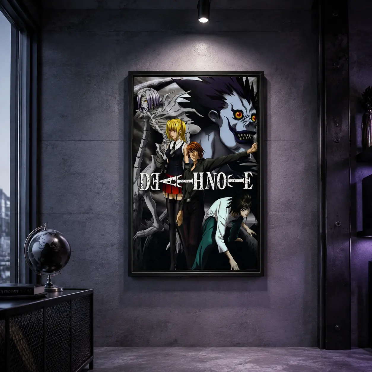 Dark Anime Group Character Canvas Wall Art Retro Manga Cast Print Poster for Man Cave Game Room Bedroom Decor
