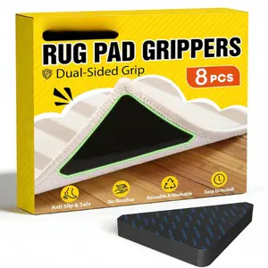 Rug Tape Rug Corner Grippers 8PCS, Reusable Double-Sided Carpet Tape to Hold Area Rugs Down, Non Slip Rug Pads Gripper for Hardwood Floors No Damage