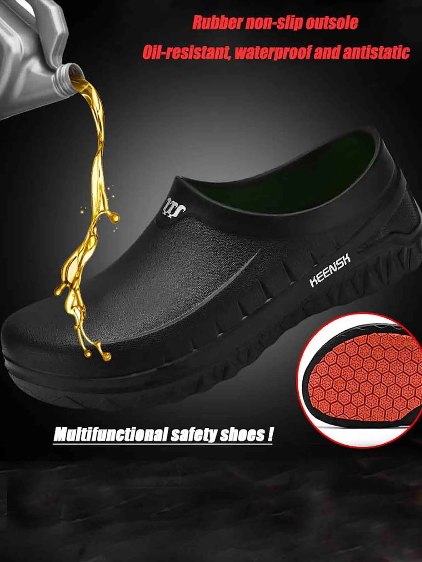 Men's Minimalist Letter & Striped Pattern Slip on Kitchen Safety Shoes, Casual Comfortable Non-slip Sturdy Kitchen Shoes, Fashionable Kitchen Shoes fo