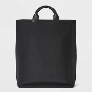 A New Day Modern Women's 15" Zippered Backpack / Work Bag - Black Woven Nylon