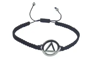 Alcoholics Anonymous Stainless Steel AA Symbol Inspirational Adjustable Corded & BraidedUnisex Bracelet