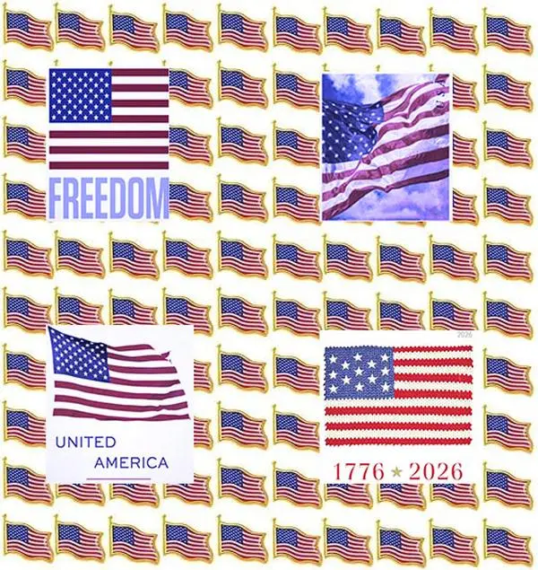 100PC 2023-2026 American Flag Lapel Pins - Solid Metal USA Flag Lapel Pins Badge Pins Brooch for Suit Jacket