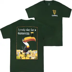 Guinness Toucan Lovely Day Green Vintage Graphic T-Shirt Retro Beer Poster Streetwear Casual Soft Cotton Tee Unisex Gift Menswear Top