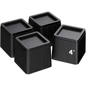 Bed Risers 4 inch, Adjustable Furniture Risers 4-8-12 inch, Bed Raisers for College Dorm Bed Sofa Table Couch Chair Blocks Set of 4 Black