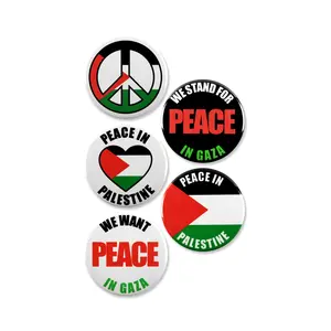 5 Pack - Peace In Palestine / Gaza Humanitarian Pinback Buttons - 2.25 Inch