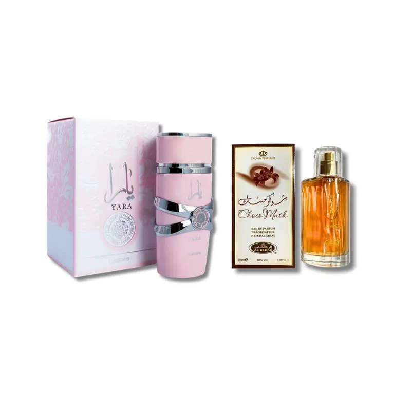 Unisex EDP Body Perfume Multi-Pack - Lattafa Yara Pink EDP 3.4fl.oz, Al Rehab Choco Musk EDP 50ml Fragrance Set