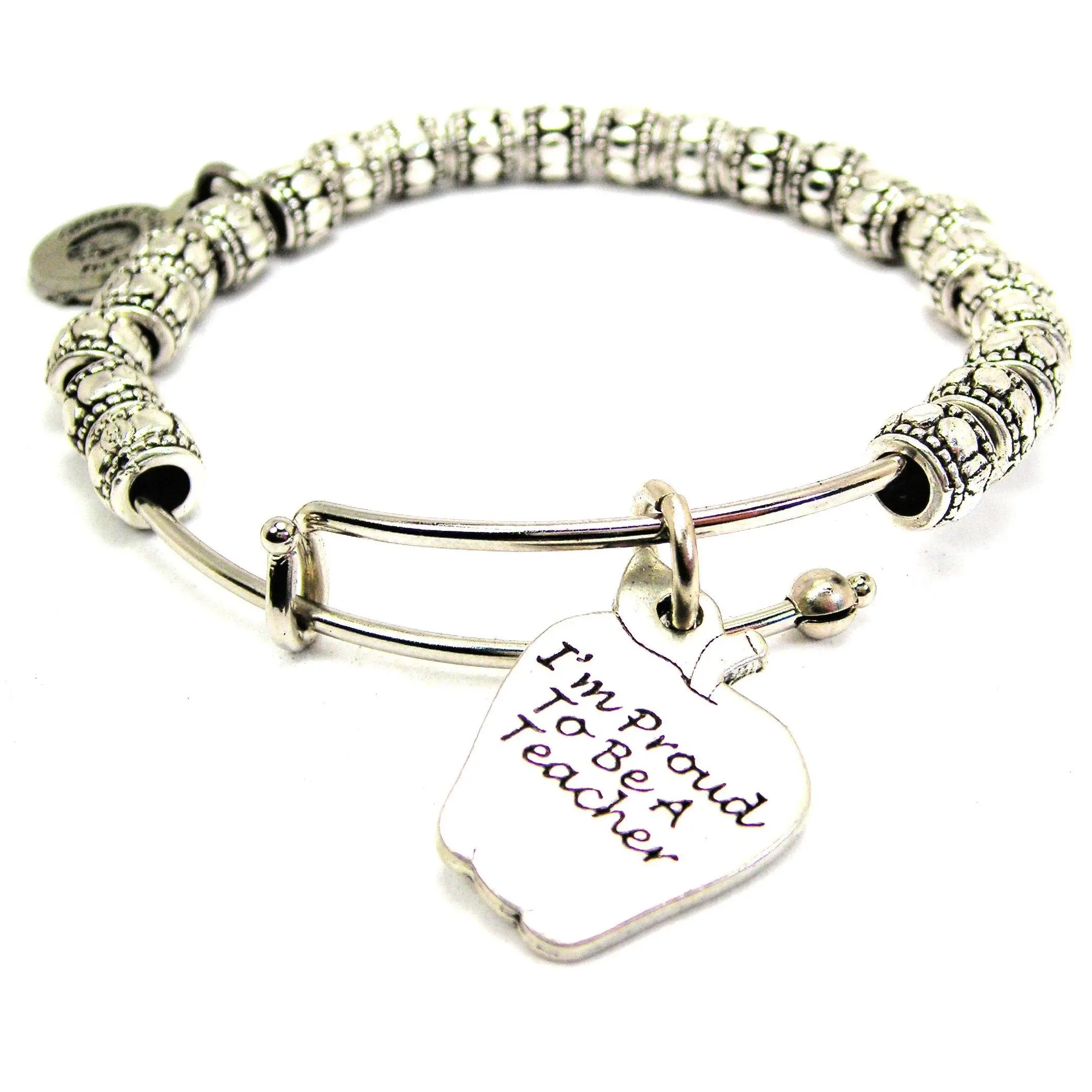 I'm Proud To Be A Teacher Metal Beaded Bracelet