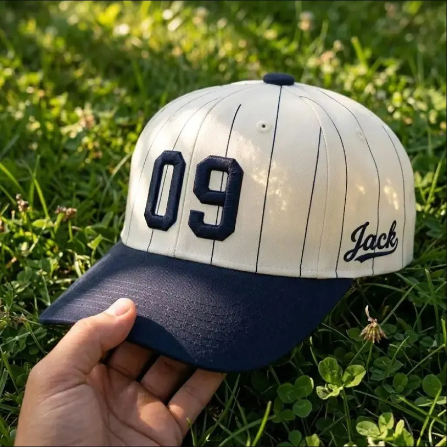 Custom Number & Name Embroidered Baseball Cap, 3D Pinstripe Hat Game Day Outfit, Gif For Sport Lovers