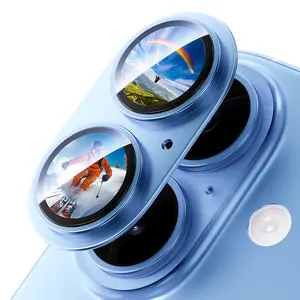 YZOIKO Camera Lens Protector for iPhone 17 6.3"-Single Piece, Ultra Thin Aluminum Alloy Frame, 9H Dual-Strength Glass with 99% AR Light Transmittance, Case Friendly, Light Blue