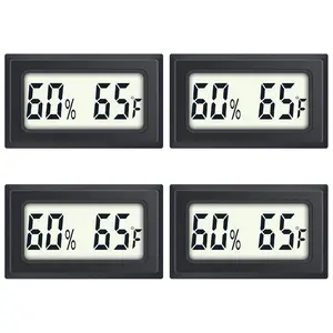 Reptile Thermometer 4-Pack Mini Digital Humidity Temperature Meters Gauge Indoor Hygrometer Thermometer  wiht℉ for Humidors Greenhouse Garden Cellar Closet Guitar Case