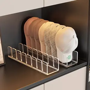 1/2 Pack Clear Acrylic Hat Organizer, Durable Closet Drawer Hanger, Black Plastic Multi-Compartment Storage Solution for Caps