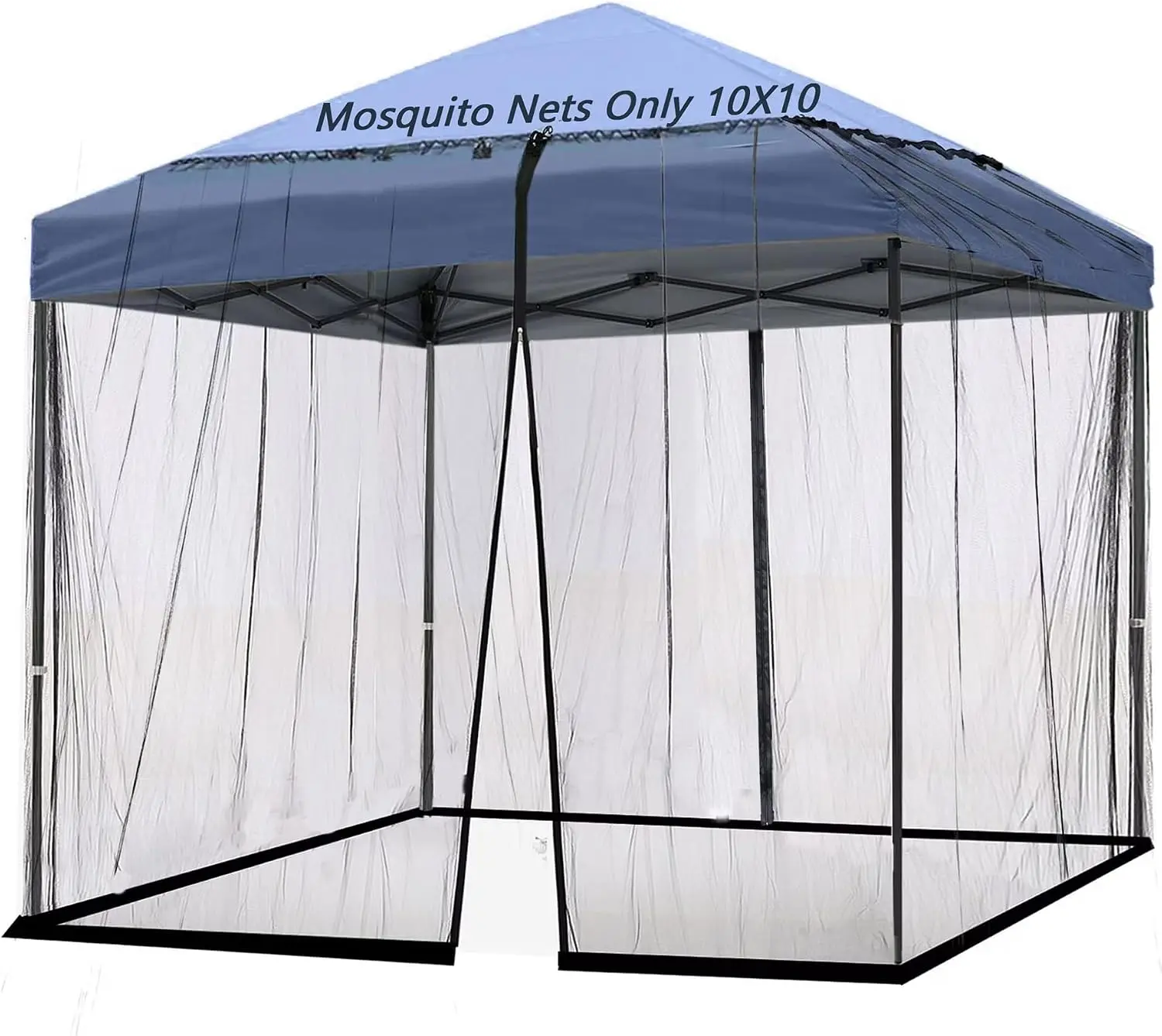 10x10 Mosquito Netting for Patio Canopy Tent/Pop Up Canopy Tent,Double Door Side Screen Easy Installation Black（Only Mosquito Net No Frame） (Around 10x10FT) Wheeled Ventilated