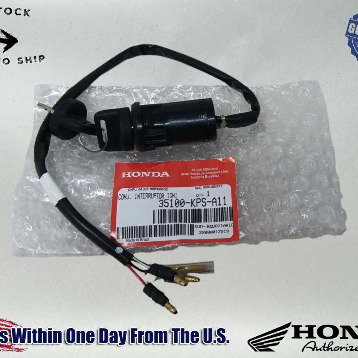 Honda Genuine OEM Authentic Ignition Switch 35100-KPS-A11