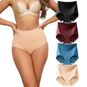 LEVAO High Waisted Seamless Tummy Control Underwear for Women – No Roll, No Slip Shapewear Briefs, Plus Size Panties 4 Pack (S-XXL)