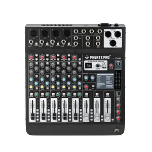 Phenyx Pro 6-Channel Audio Mixer – Professional DJ Mixing Console w/ 16 DSP Effects, AUX/BUS/SUB Routing, Bluetooth Streaming, USB-B PC Recording, for Live Stage, Studio, Podcasting