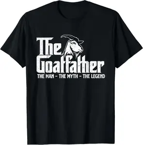 The Goatfather - Goat Owner Animal Farmer Rancher Farming T-Shirt Pure Cotton Graphic Tees Menswear Top: Gifts for Men & Women