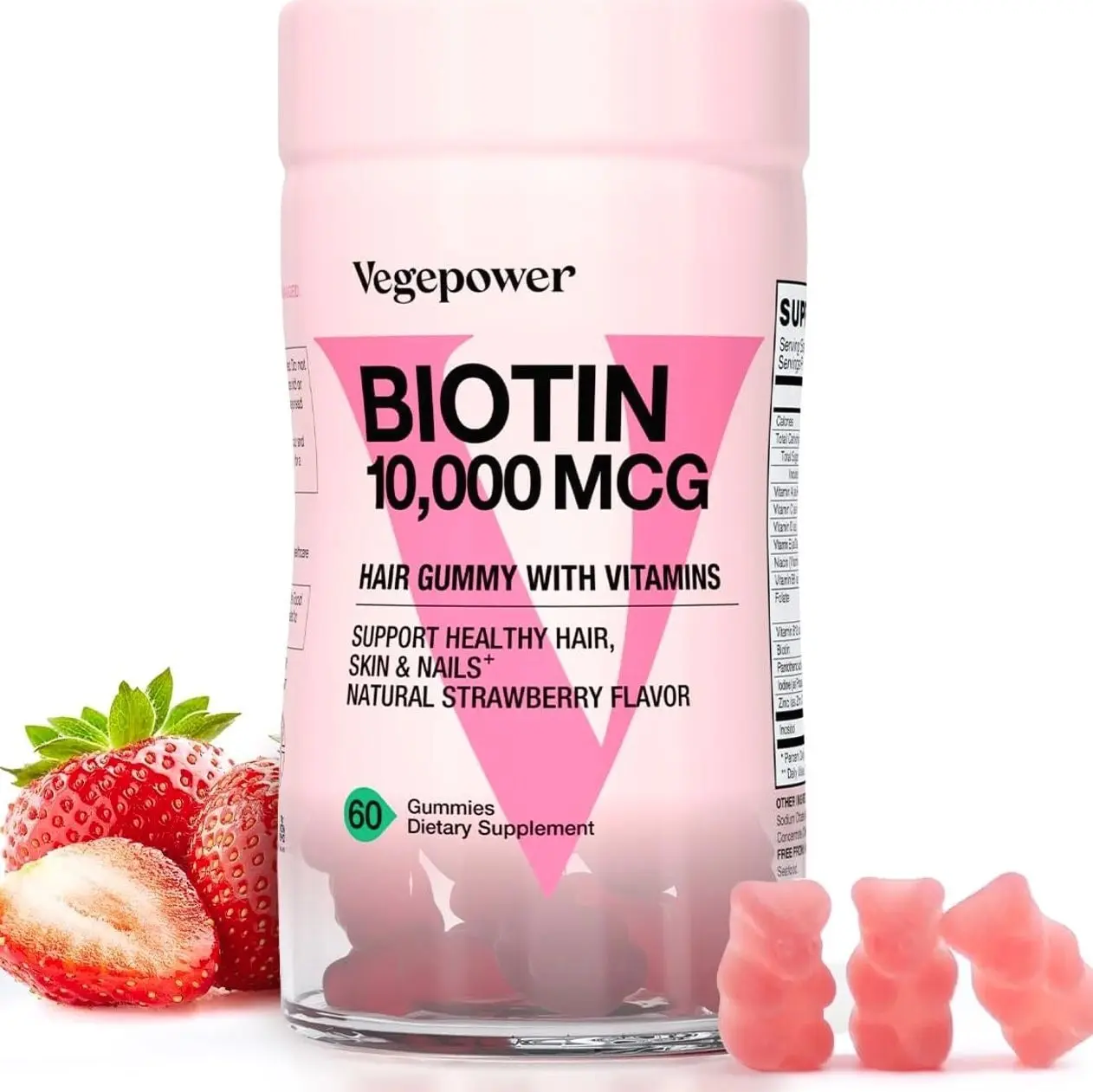 Biotin Gummies for Hair Growth 10000mcg - Vegan Biotin Vitamins Supports Healthy Hair, Skin and Nails, Hair Vitamin Gummy for Women & Men - Non-GMO, Chewable Supplement