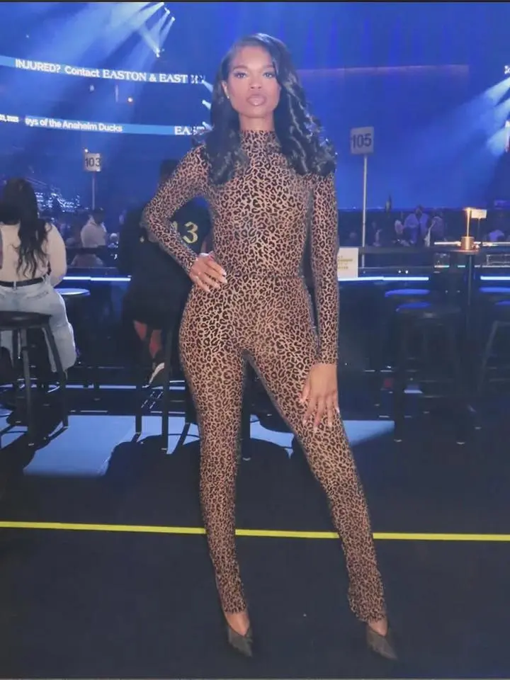 Nibber See Through Sexy Leopard Mesh Jumpsuit Women Sexy Hipster Zip Stretch Midnight Workout Autumn Fitness Street OverallsGround & Pound Gear