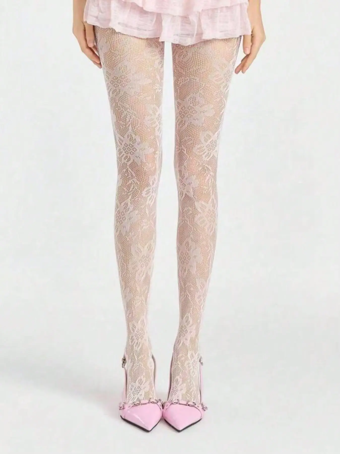 Sexy Women Fishnet Stockings with Floral Cutout Design, Retro Sensual Pantyhose, Ultra-Thin Elastic See-Through Tights, All Seasons Wear Clothing