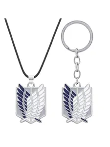 Attack on Titan Keychain Necklace, Four Armies Freedom Wing Emblem Pendant, Casual Style, All Seasons, Alloy Material, Geometric Pattern
