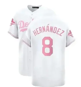 Hernández #8 Pink Baseball Jersey, White Pastel Limited Fan Shirt, Summer Cosplay Outfit