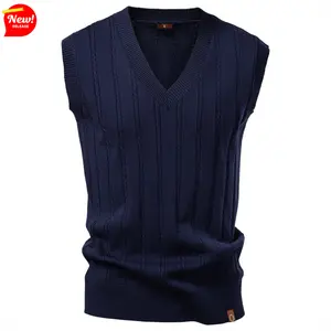 Men's Classic Fitted V-Neck Twisted Knit Sleeveless Vest - Navy (Blue Sleeveless Vests), S-XXL, Soft Breathable Viscose Blend Fabric, Lightweight Stretchy, Menswear Tops, Business Casual Layering Piece, Ideal Gift