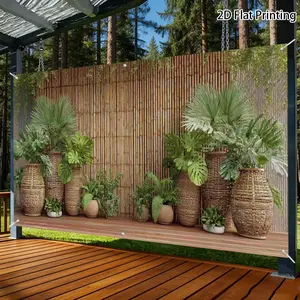 Bamboo Fence Greenery Backdrop Outdoor Garden Backdrop Nature Background Cloth Tropical Tapestry Wall Hanging Photography Background Polyester Fiber Holiday Party Event Yard Deck Outdoor Decor Studio Prop Wall Scene