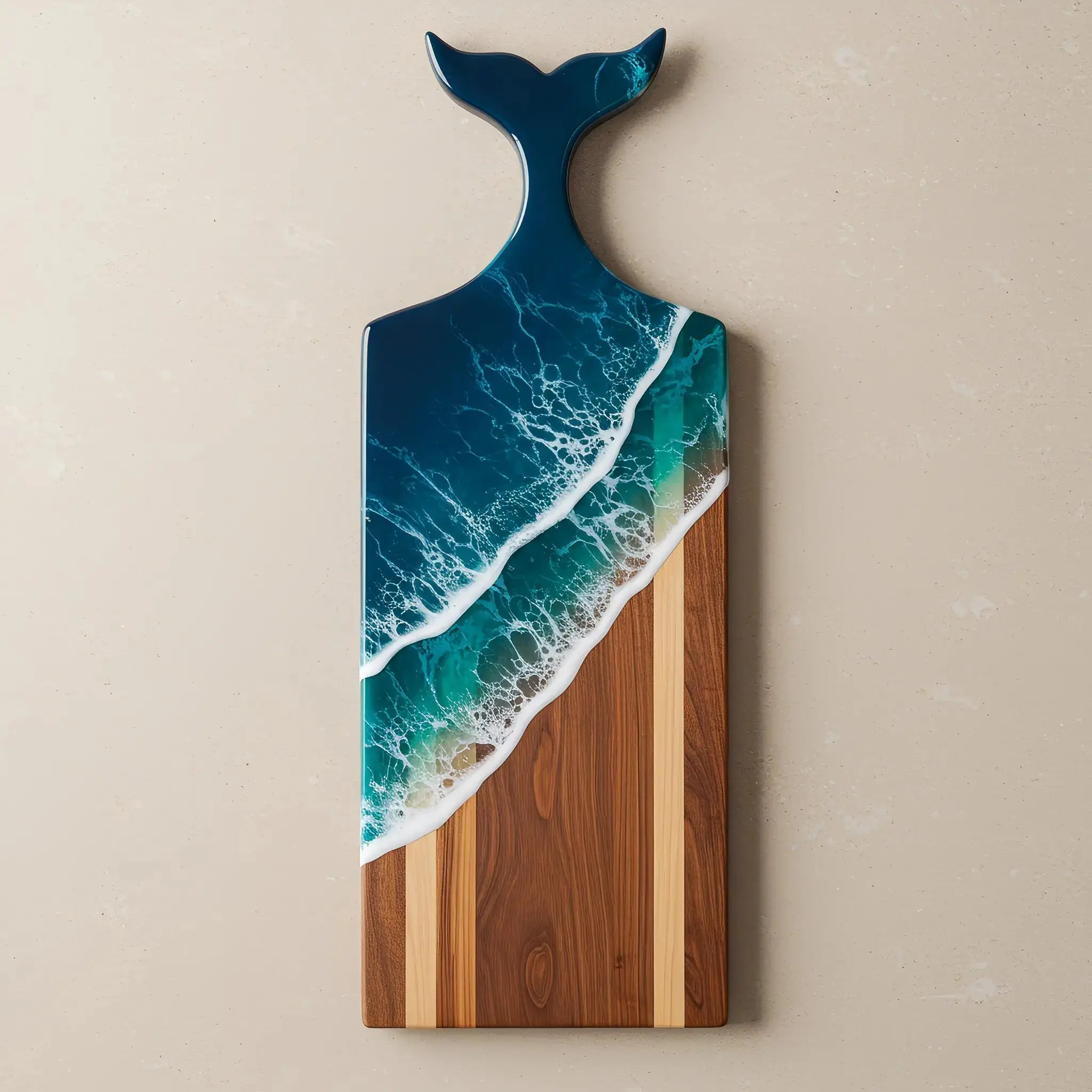 Whale Tail Ocean Resin Charcuterie Board
