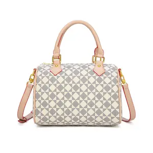 Minimalist Geometric Pattern Boston Bag Women Fashion Top Handle Crossbody Pillow Bag Versatile Daily Commuter Handbag