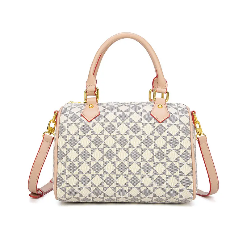 Minimalist Geometric Pattern Boston Bag Women Fashion Top Handle Crossbody Pillow Bag Versatile Daily Commuter Handbag