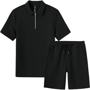 MoFiz Mens Sweat Suits Set Tracksuit 2 Piece Outfits Short Sleeve Casual Sweatshirt & Loose Jogging Shorts