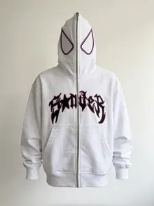 Spider Graphic Zip-Up Hoodie, Y2K Full-Zip Hooded Sweatshirt with Spider Eyes, Men's Casual Streetwear Pullover, 2 Colors Available for Trendy Daily Wear
