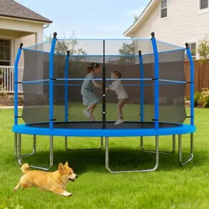 16ft/14ft Trampoline with Ladder and Enclosure Net for Kids and Adults, Heavy-duty 16' Outdoor Trampoline for Backyard