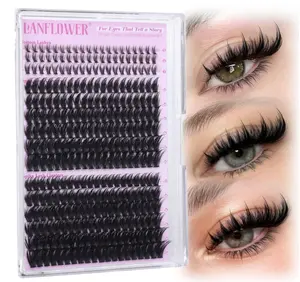 Spiky Lash Clusters Manga Eyelash Clusters D Curve Cluster Eyelash Extensions Wispy Cluster Lashes with Bottom Lashes 12-20mm Fairy Individual Lashes by Lanflower