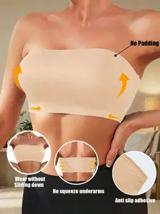 Seamless Strapless Women's Bra, No Padded, Wireless, Push-Up, Casual Simple Design, All Seasons, Fitted Style, Comfortable and Stylish