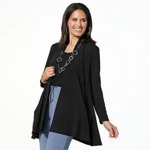 MarlaWynne  WynneLayers Matte Jersey Cardigan with Draped Pockets