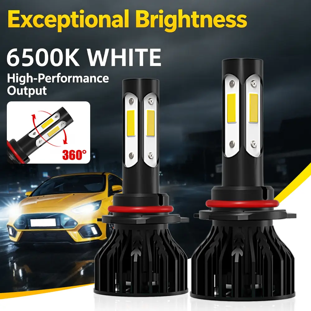 LED Headlight Bulbs, 6500K Cool White, 360° Adjustable Beam, Fit H4/H7/H11/H13/9005/9006/9007, Brilliant Night Vision